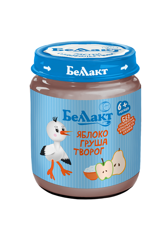 

Пюре Беллакт из яблок и груш с творогом 100гр. 1 шт., из яблок и груш с творогом