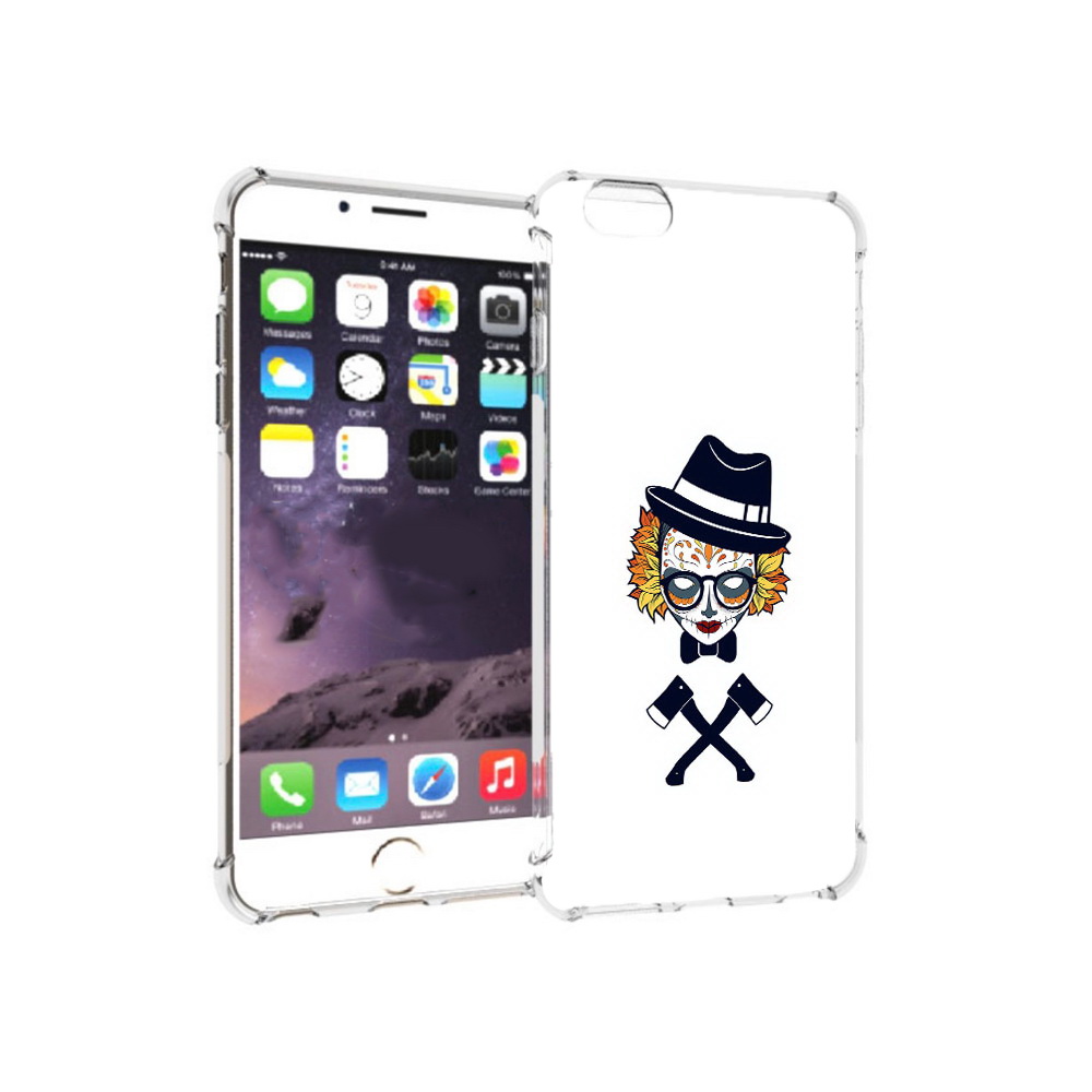 

Чехол MyPads Tocco для Apple iPhone 6 Plus девушка в маске с топорами рисунок, Прозрачный, Tocco