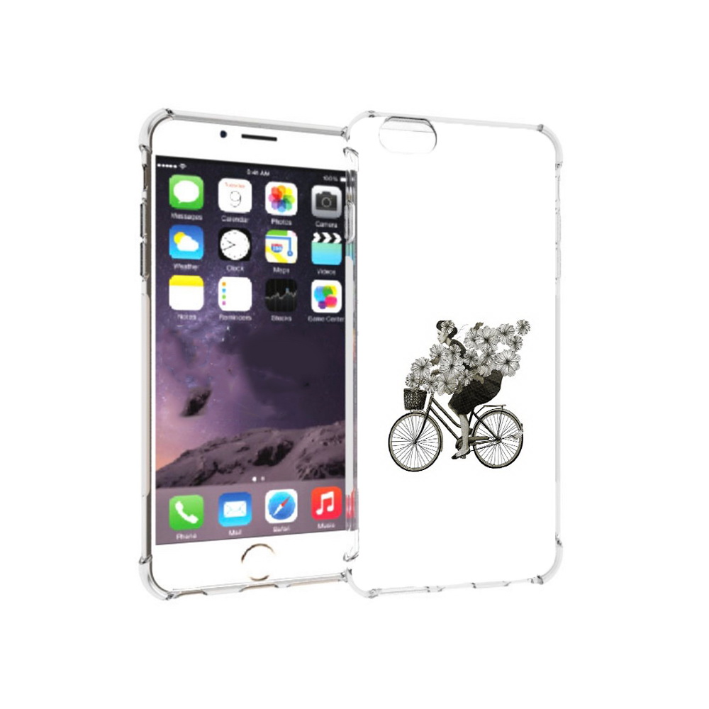 Чехол MyPads Tocco для Apple iPhone 6 Plus девушка на велосипеде с цветами