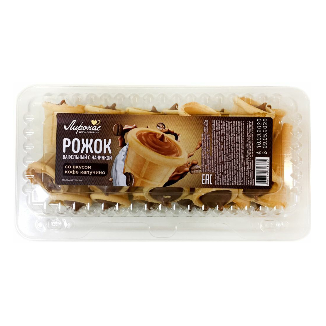 

Пирожное Лиронас Рожок со вкусом кофе капучино 200 г
