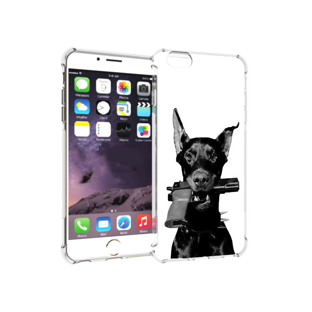 

Чехол MyPads Tocco для Apple iPhone 6 Plus доберман с пистолетом, Прозрачный, Tocco