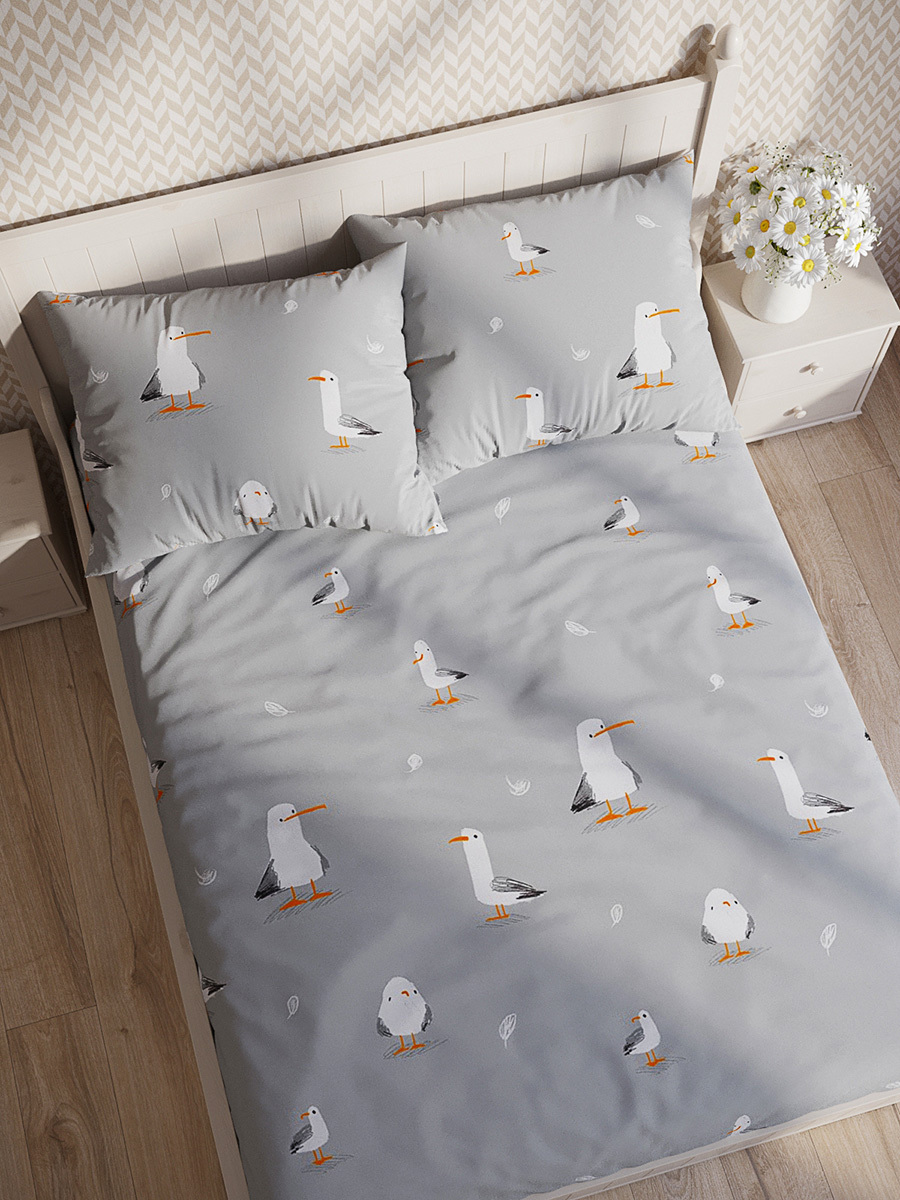 

Простынь на резинке Сказка Чайки 180x200 см перкаль, Чайки