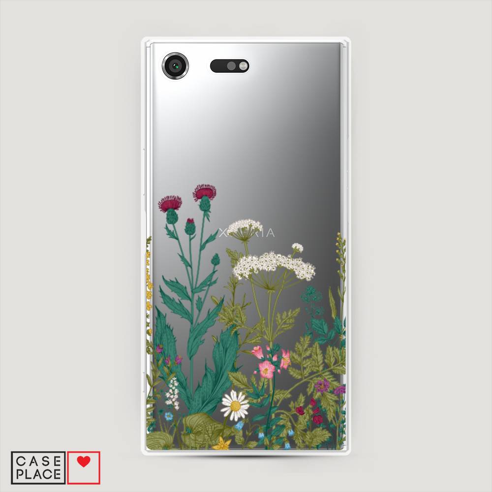

Чехол на Sony Xperia XZ Premium "Дикие полевые цветы", Зеленый;розовый;белый, 52450-2