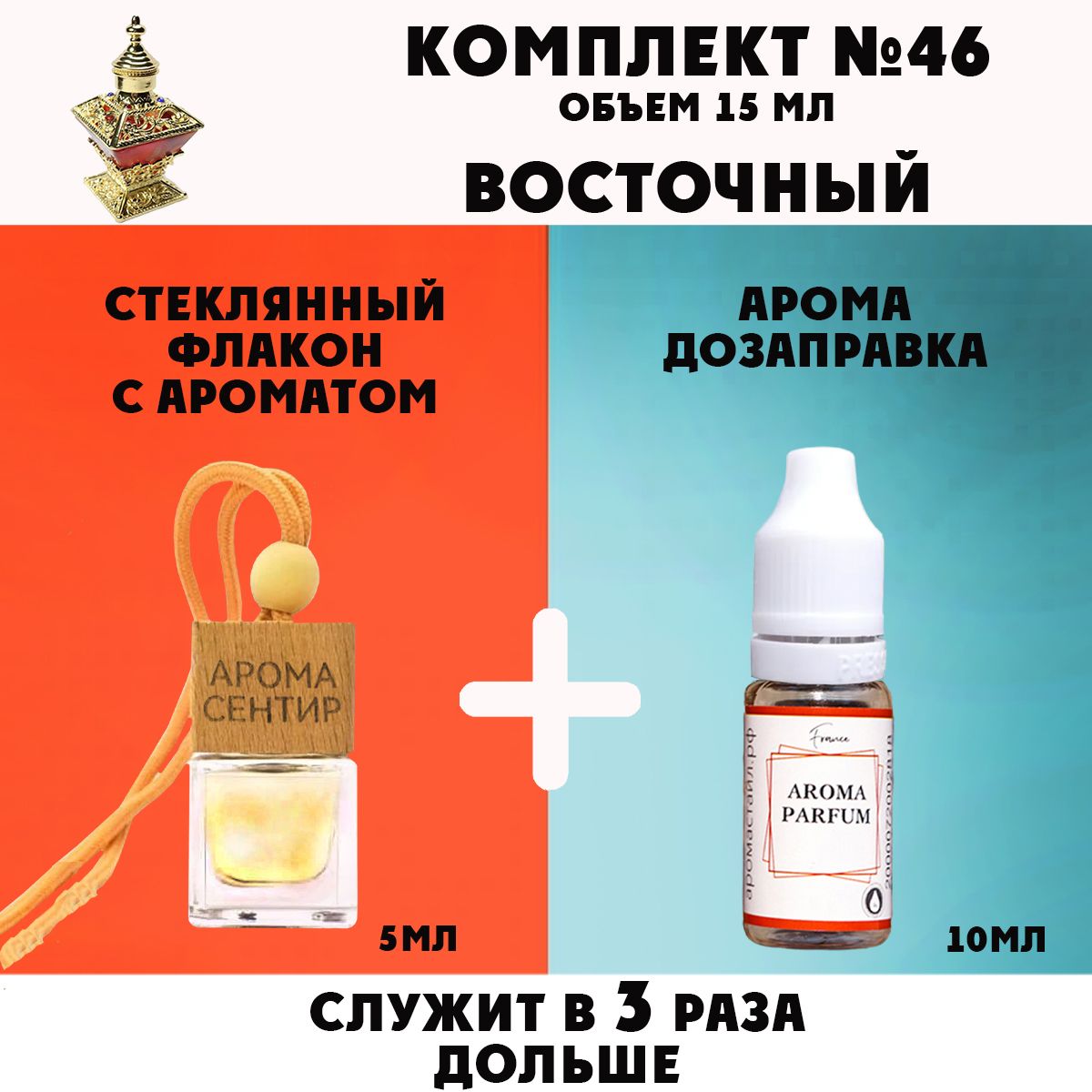 

Автомобильный ароматизатор Аромастайл флакон с деревянной крышкой и заправка Восточный
