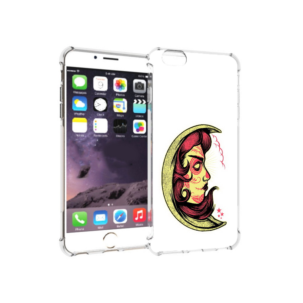 

Чехол MyPads Tocco для Apple iPhone 6 Plus желтый полумесяц с лицом девушки, Прозрачный, Tocco