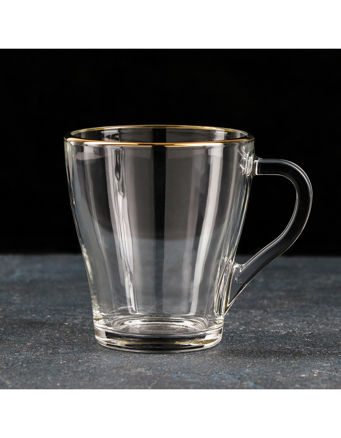 

Кружкa для чая GiDGLASS Золото стеклянная, 250 мл, золотая отводка
