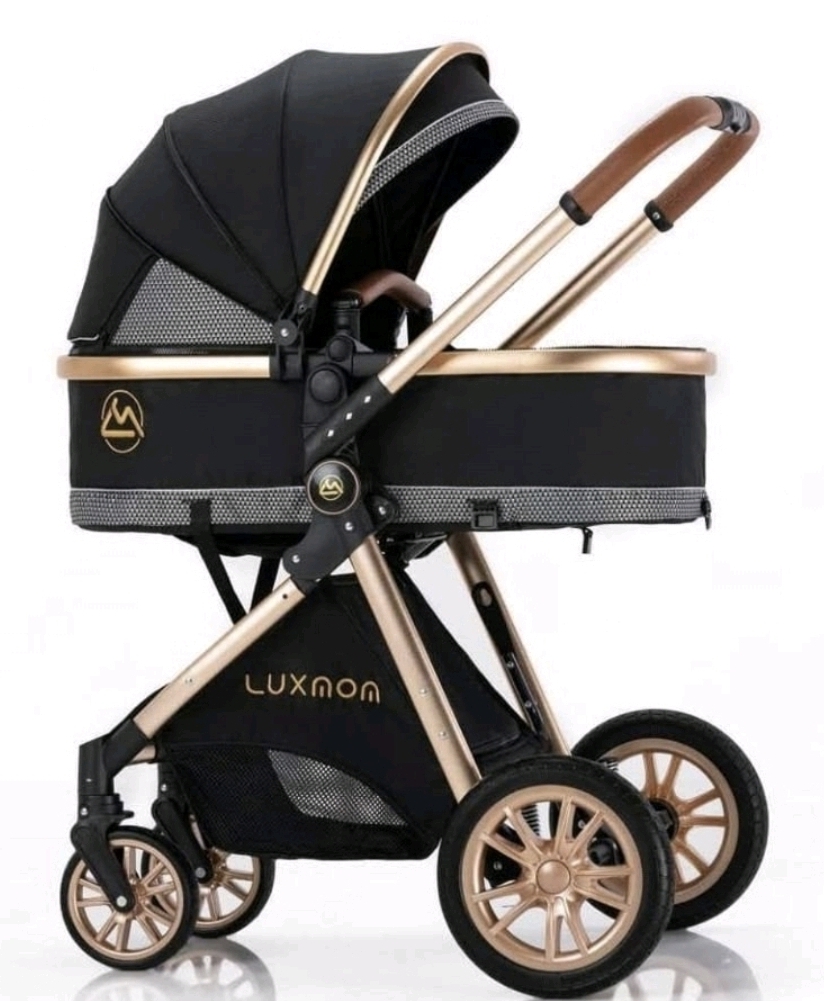 

Коляска детская Luxmom v9 трансформер для новорожденных 2 в 1, черный, V9