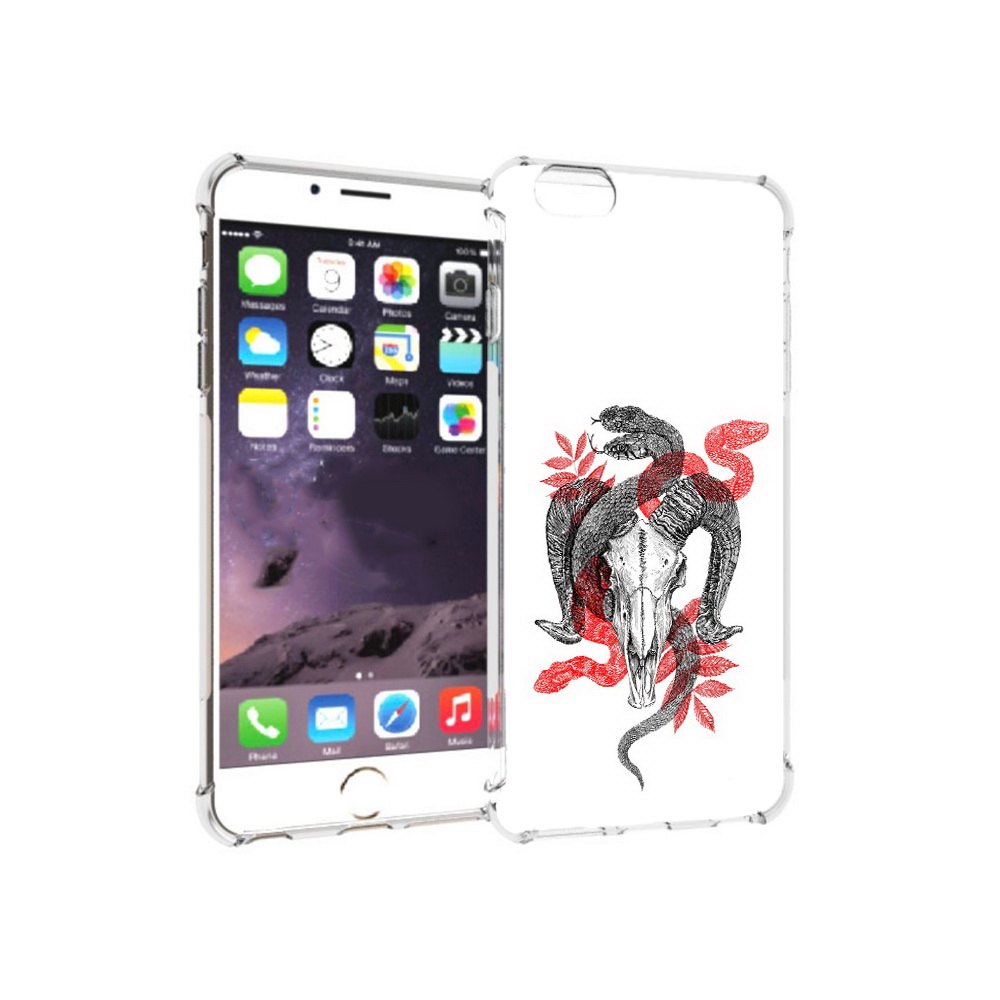 

Чехол MyPads Tocco для Apple iPhone 6 Plus змея в черепе рисунок, Прозрачный, Tocco