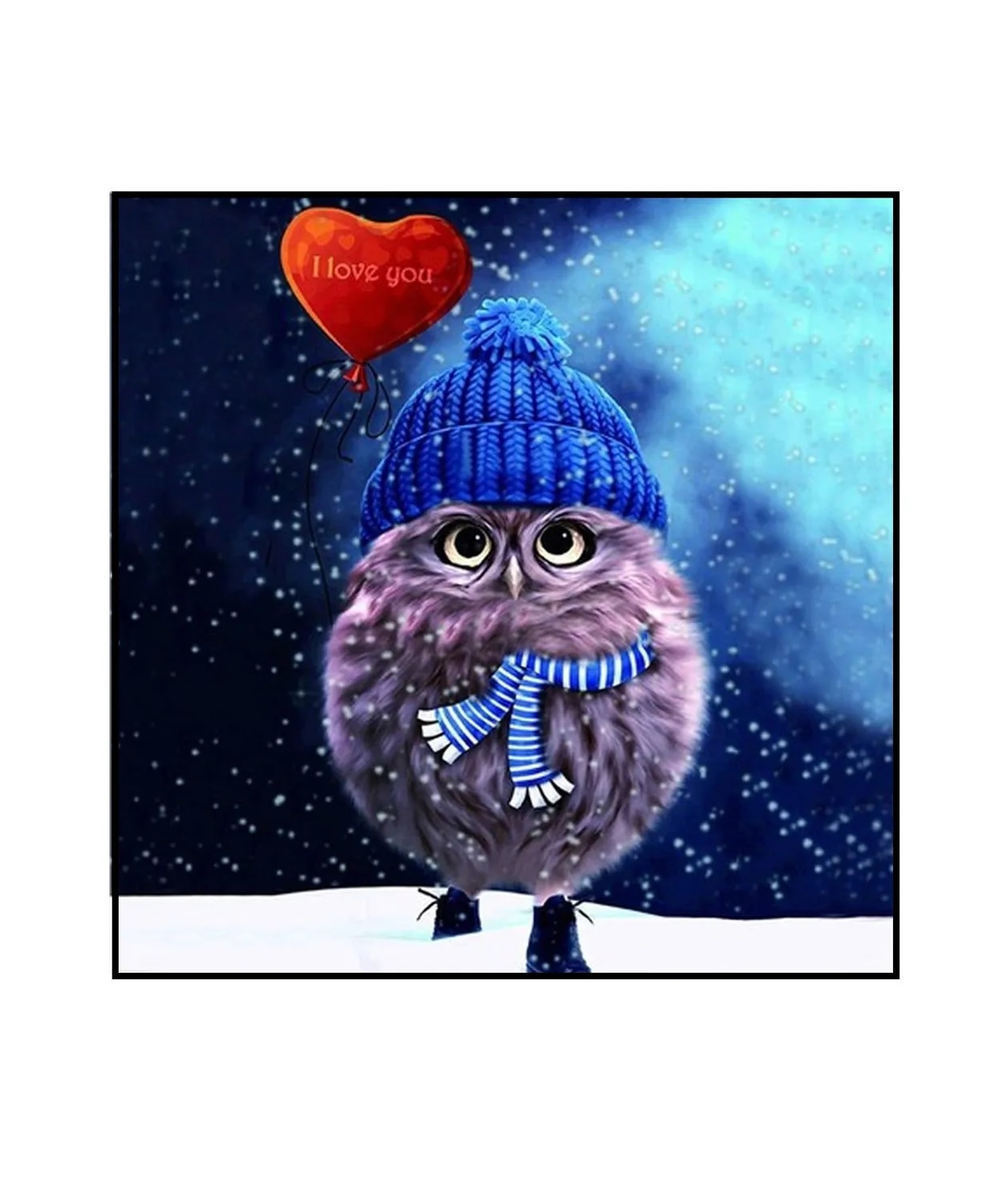 

Алмазная мозаика картина стразами Совушка в шапке и шарфе, 30х30 см 41009 00114136, Совушка в шапке и шарфе