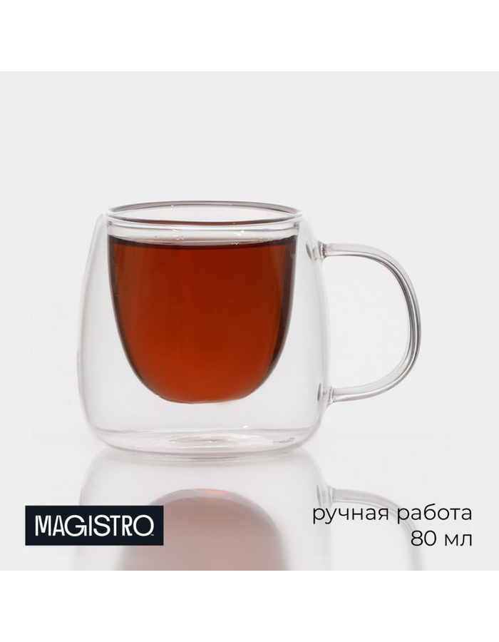 

Кружка с двойными стенками Magistro Дуо стеклянная, 80 мл