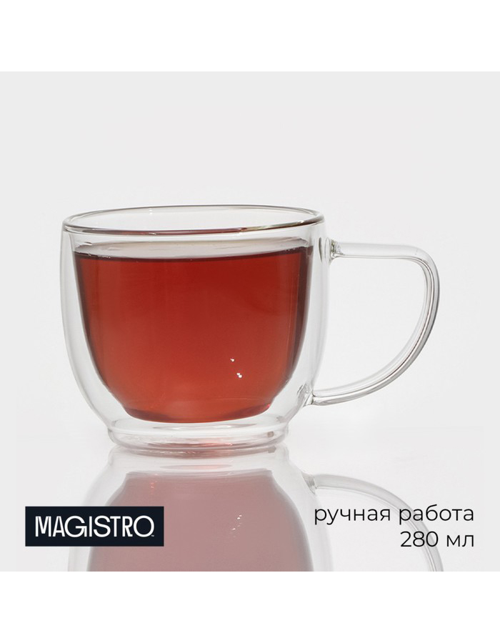 

Кружка с двойными стенками Magistro Дуо стеклянная, 280 мл