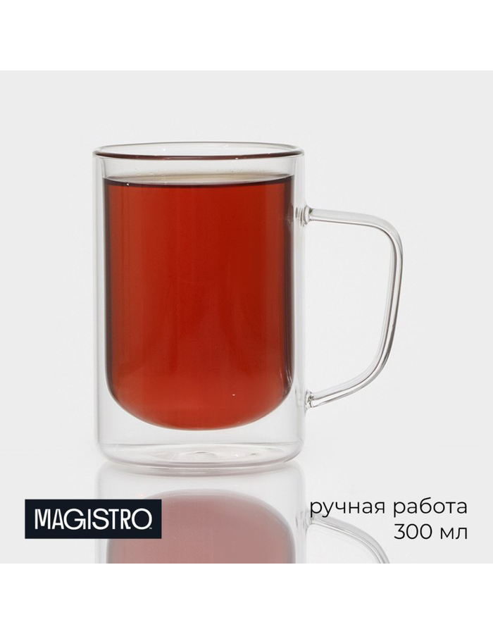

Кружка с двойными стенками Magistro Дуо стеклянная, 300 мл