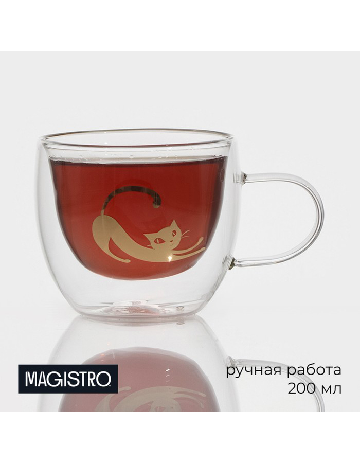 

Кружка с двойными стенками Magistro Грация стеклянная, 200 мл