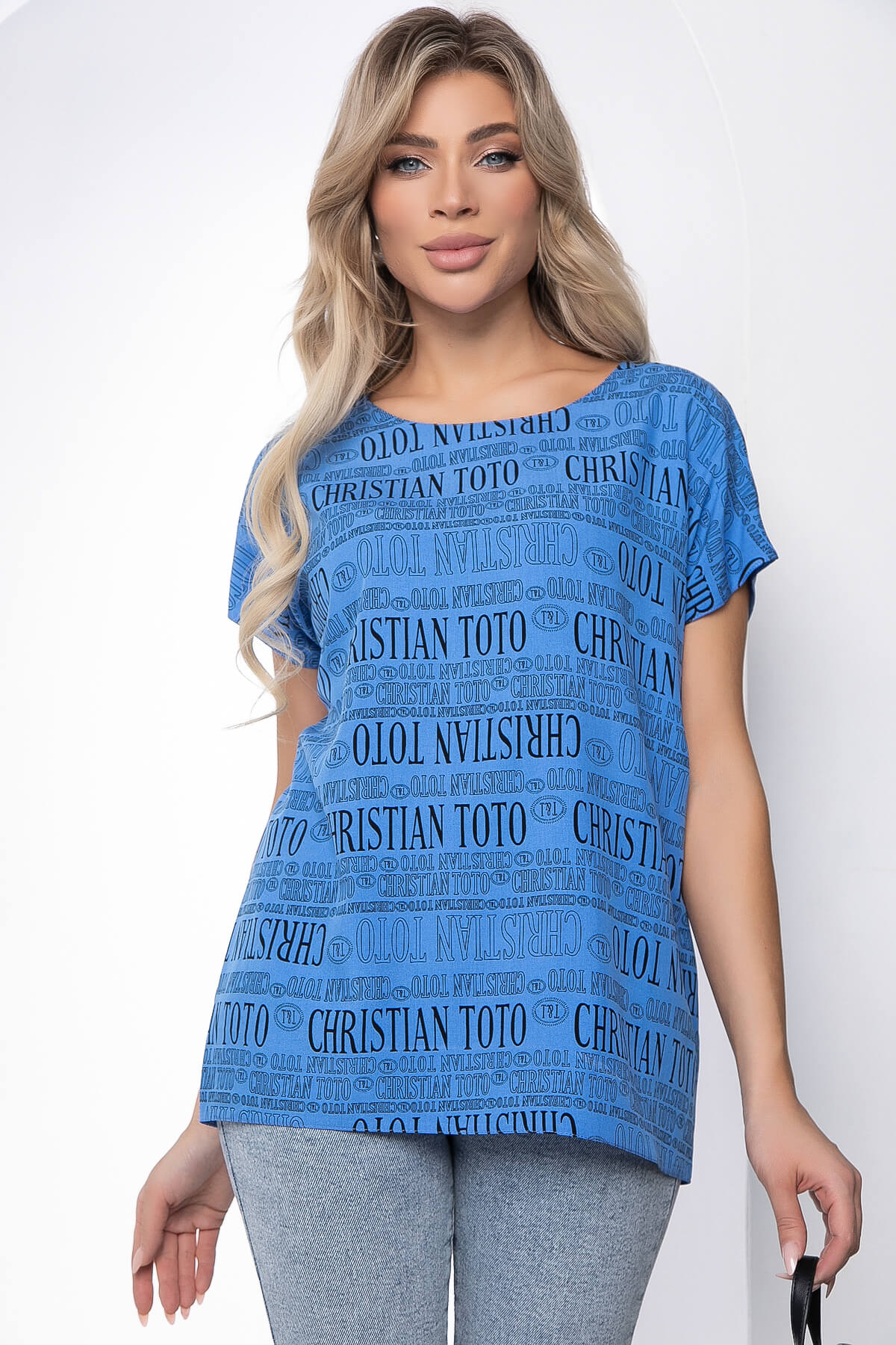 

Блуза женская LT Collection Альбина синяя 52 RU, Синий, Альбина