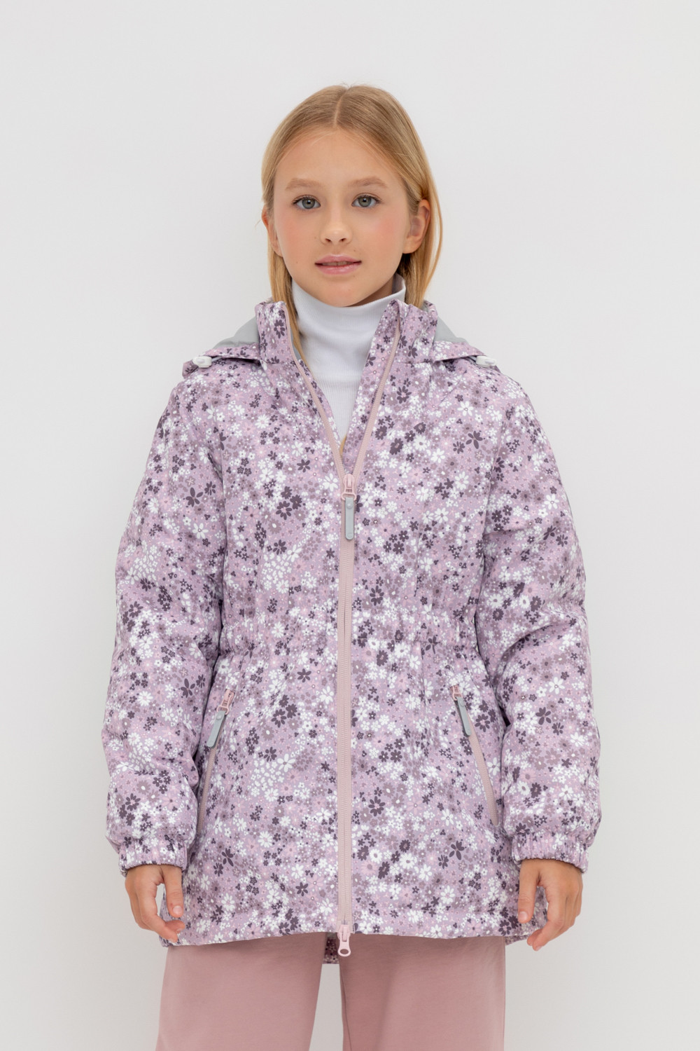 Куртка детская CROCKID 1G JKT 024.1, ледяная орхидея, текстура цветов, 128