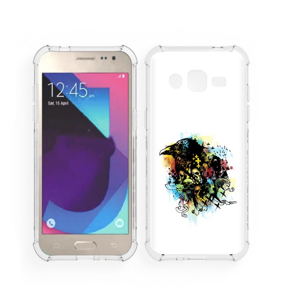 

Чехол MyPads Tocco для Samsung Galaxy J2 ворон и черепа (PT226924.572.273), Прозрачный, Tocco