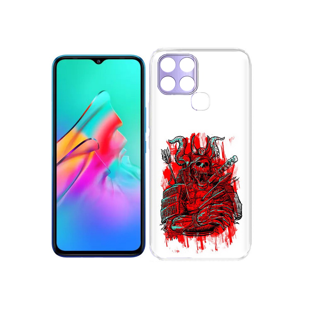 

Чехол MyPads Tocco для Infinix Smart 6 красный скелет воин, Прозрачный, Tocco
