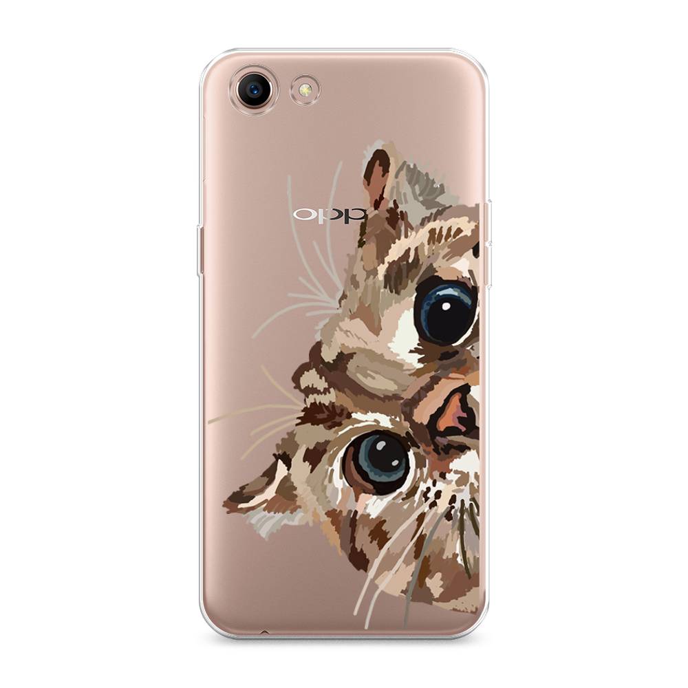 

Чехол для Oppo A83 "Любопытный кот", Коричневый;синий;черный, 250150-1