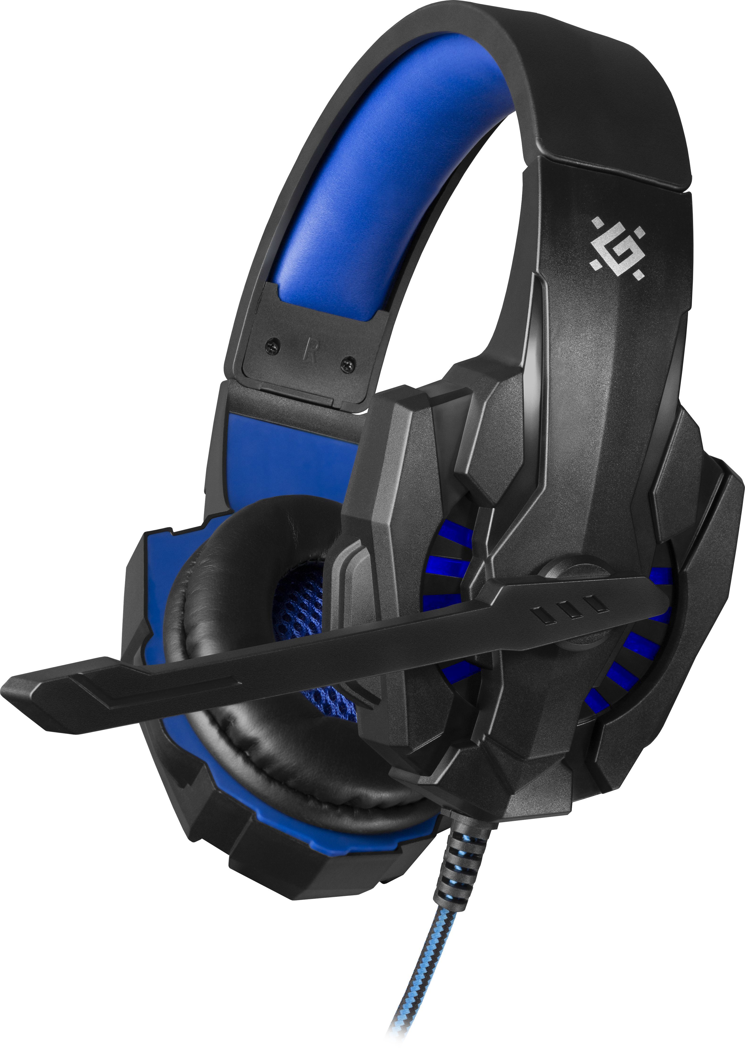 фото Игровые наушники с микрофоном defender warhead g-390 черный+синий