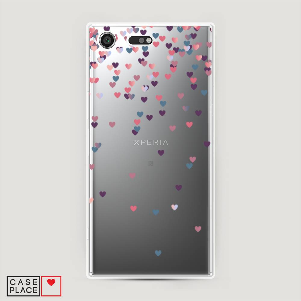 

Чехол на Sony Xperia XZ Premium "Посыпка сердечки", Розовый;фиолетовый, 52450-3