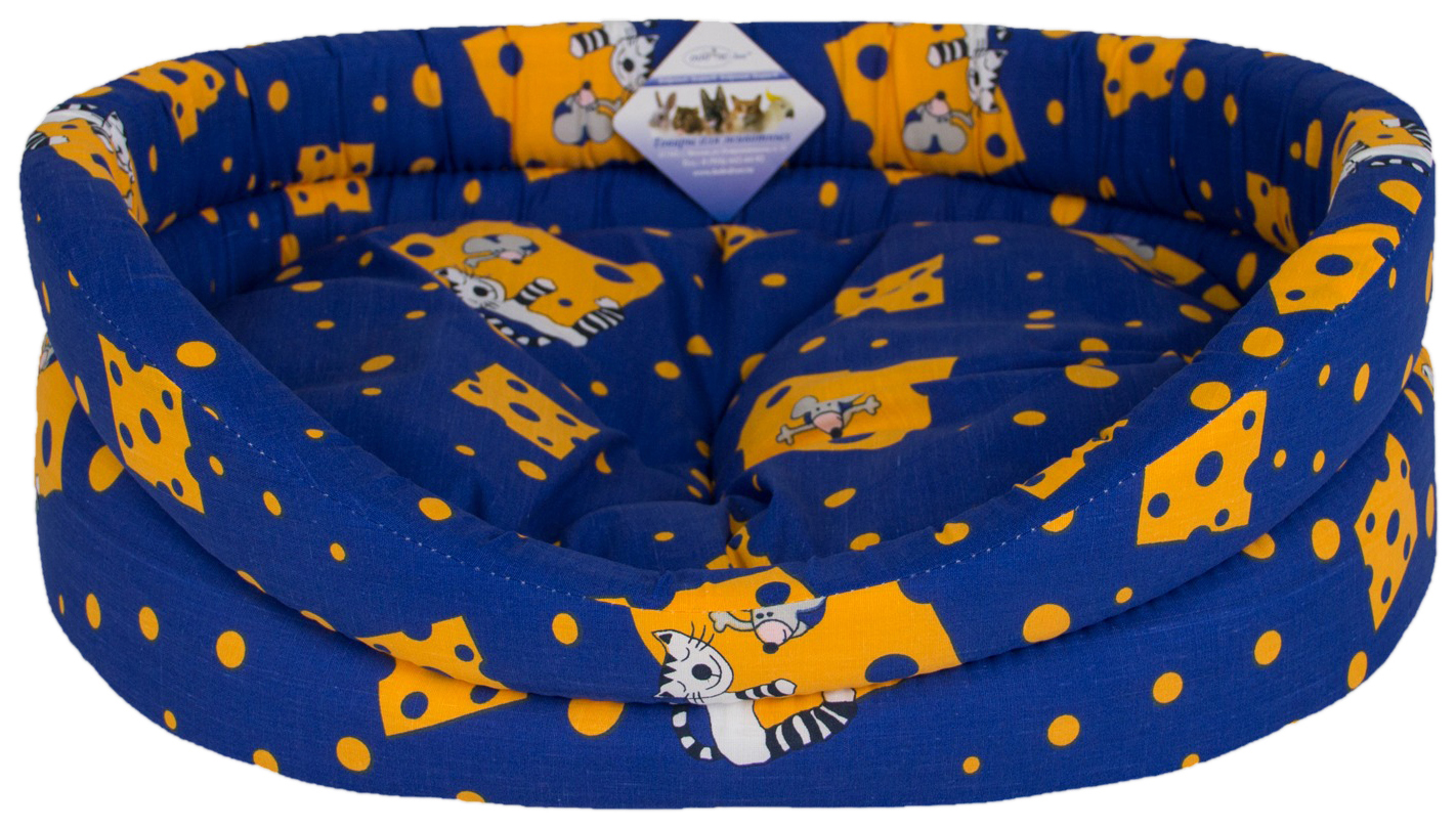 Лежак для кошек Бобровый Дворик Кошки с бортиком № 2, 49 х 38 х 16 см, синий
