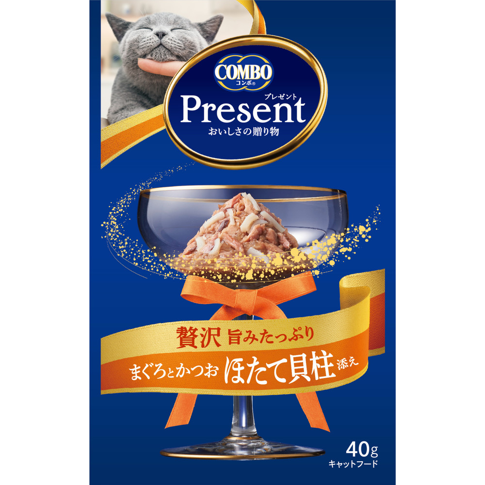 Влажный корм для кошек Present. Japan Premium Pet японский тунец-бонито с гребешком, 40 г