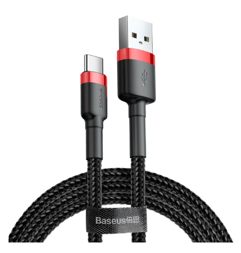 

Кабель Baseus Cafule USB - USB Type-C, 2 м, красный/черный (CATKLF-C09)