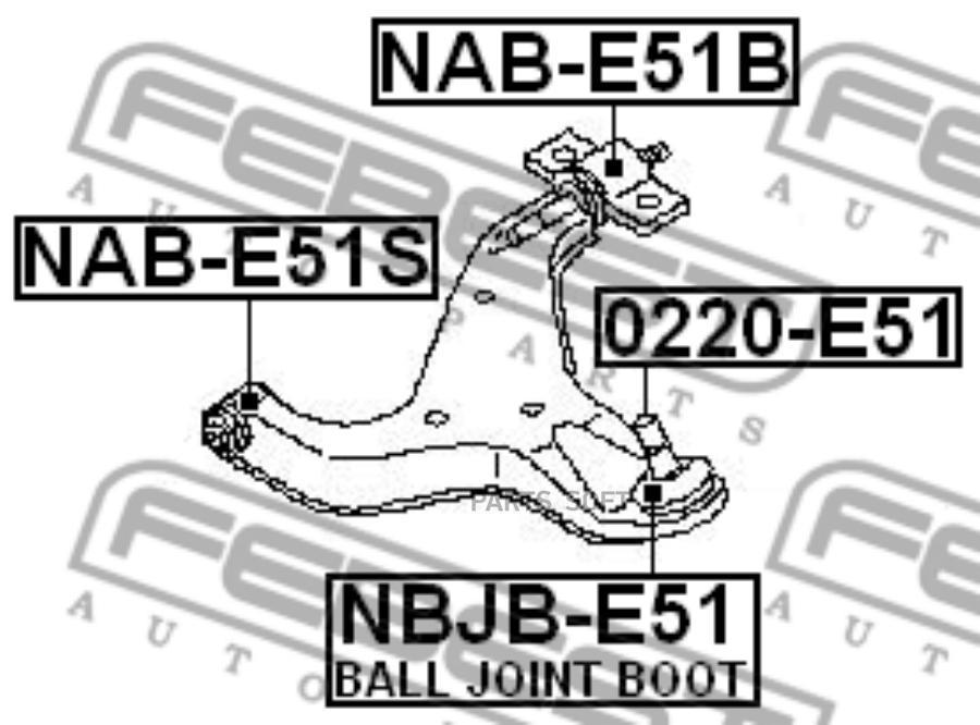

Опора Шаровая Пер.Рычага Nissan Elgrand E51 2002-2010 Febest арт. 0220-E51