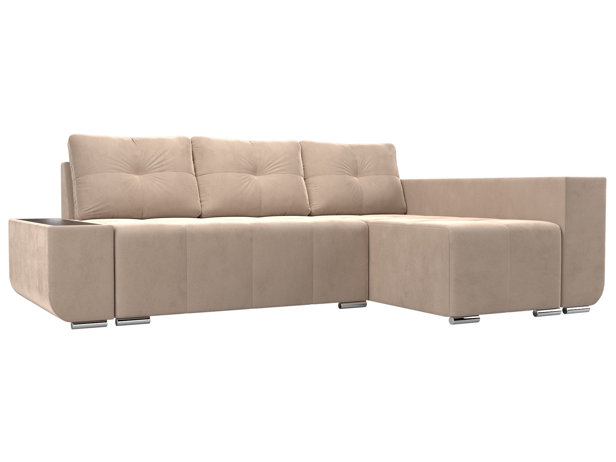 

Угловой диван Амадэус Люкс правый велюр бежевый, Угловой диван Амадэус Люкс правый угол