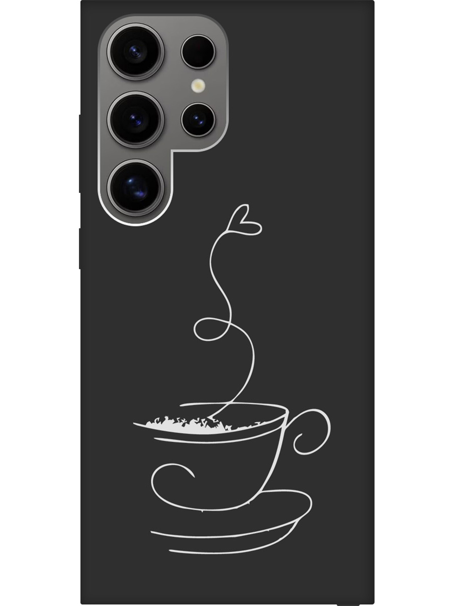 

Силиконовый чехол на Samsung Galaxy S24 Ultra с рисунком "Coffee Love W" Soft Touch черный, Черный;белый, 20011900