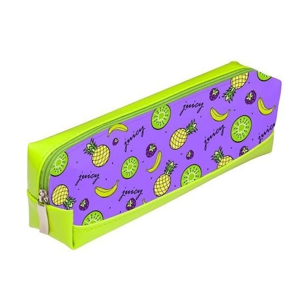 

Пенал Hatber 210х60х45мм на молнии мягкий Экокожа+Лак-Fruit Juice-