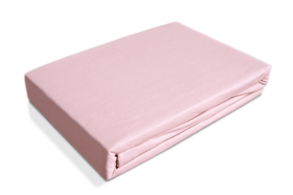 фото Простынь трикотаж на резинке ol-tex 140х200 светло-розовая