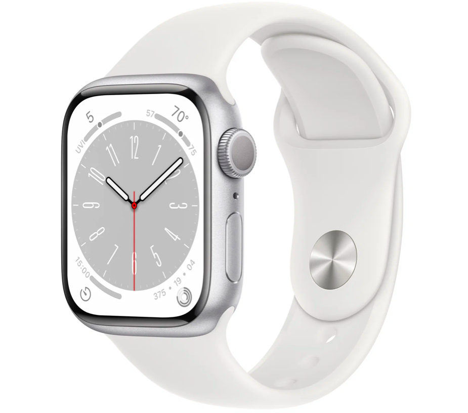 

Часы Apple Watch Series 8 GPS 45mm Silver Aluminum Case/White Sport Band, Series 8 45mm