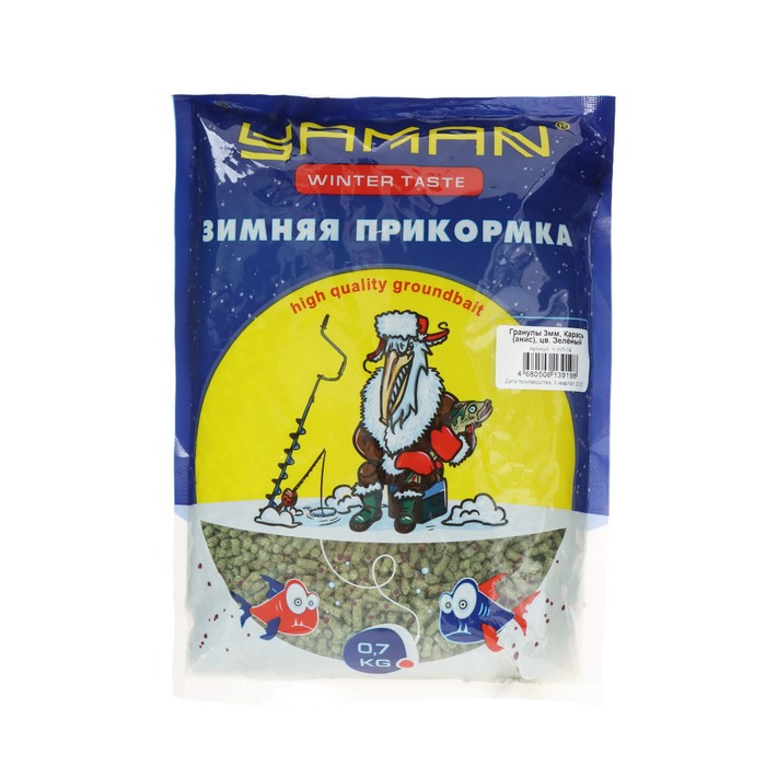 Прикормка Yaman Winter Taste Гранулы 3мм, Карась, зимняя, анис, цвет зелёный, 700 г.