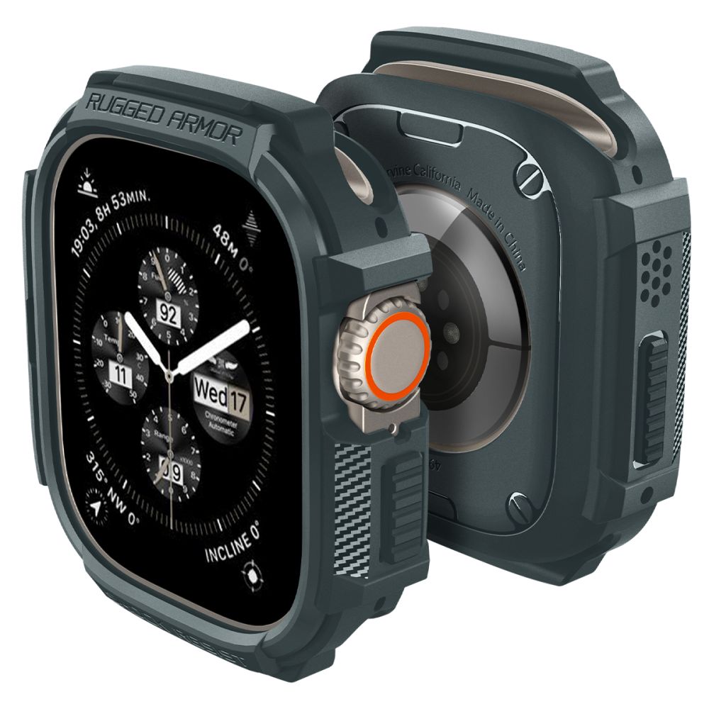 Защитный чехол накладка Spigen rugged armor watch Ultra 1/2 (49мм) зеленый ACS07383