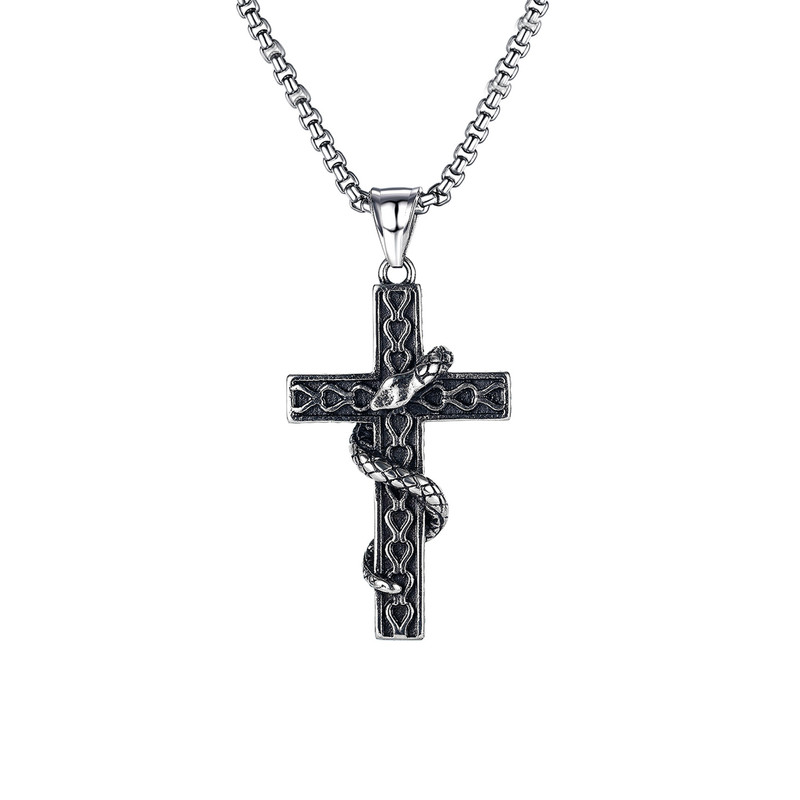 

Ожерелье из бижутерного сплава 65 см DESIGNER JEWERLY Змея на кресте, Змея на кресте