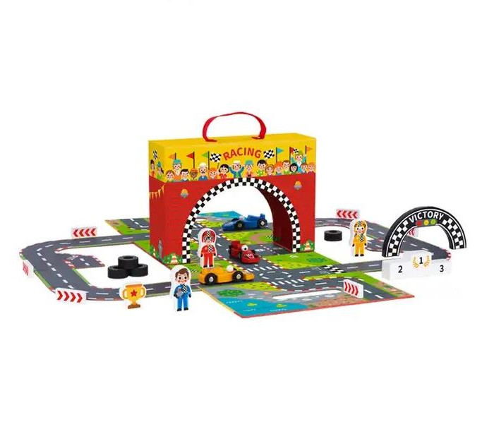 

Автотрек Tooky Toy, Чемоданчик Гоночная трасса, Разноцветный