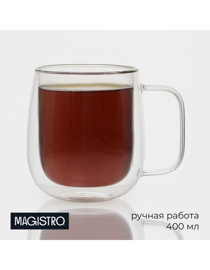 

Кружка с двойными стенками Magistro Адель стеклянная, 400 мл
