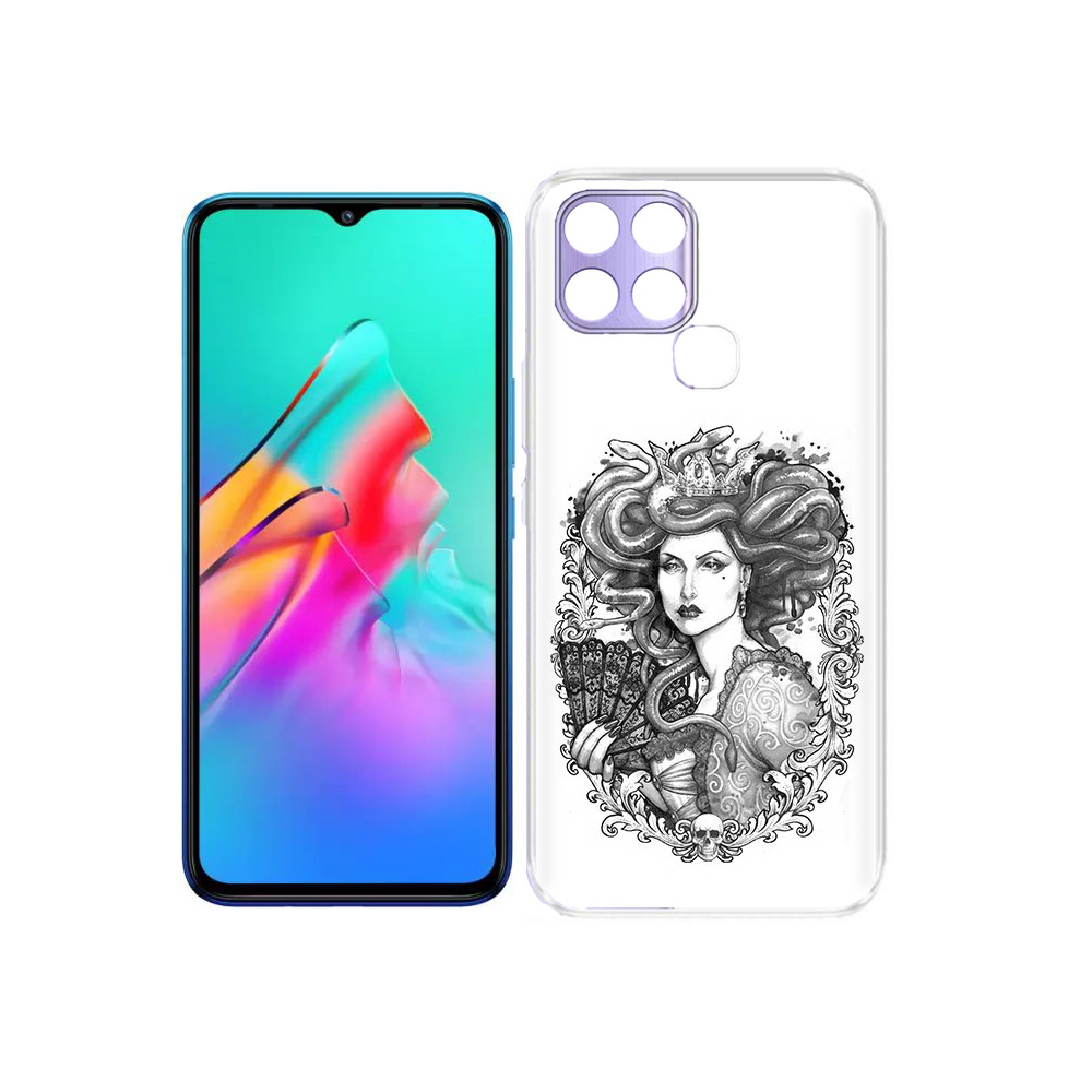 

Чехол MyPads Tocco для Infinix Smart 6 медуза черно белый, Прозрачный, Tocco