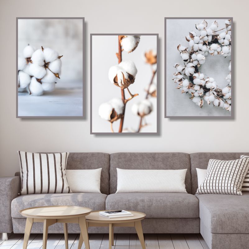 

Набор постеров ПолиЦентр из 3 шт на стену Нежные Белые Цветы Хлопка 30х40 см, Наборх3НежныеБелыеЦветыХлопкаТип4