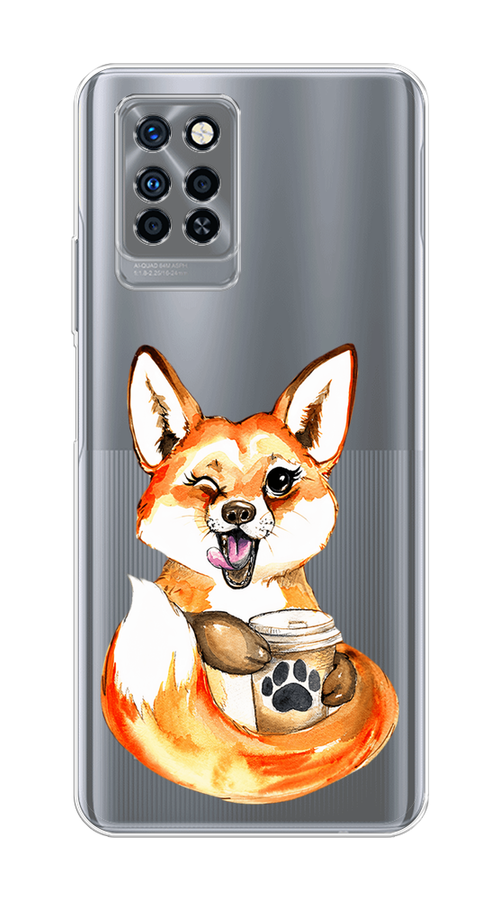 

Чехол на Infinix Note 10 Pro "Подмигивающая лиса с кофе", Оранжевый;белый;коричневый, 3100150-4