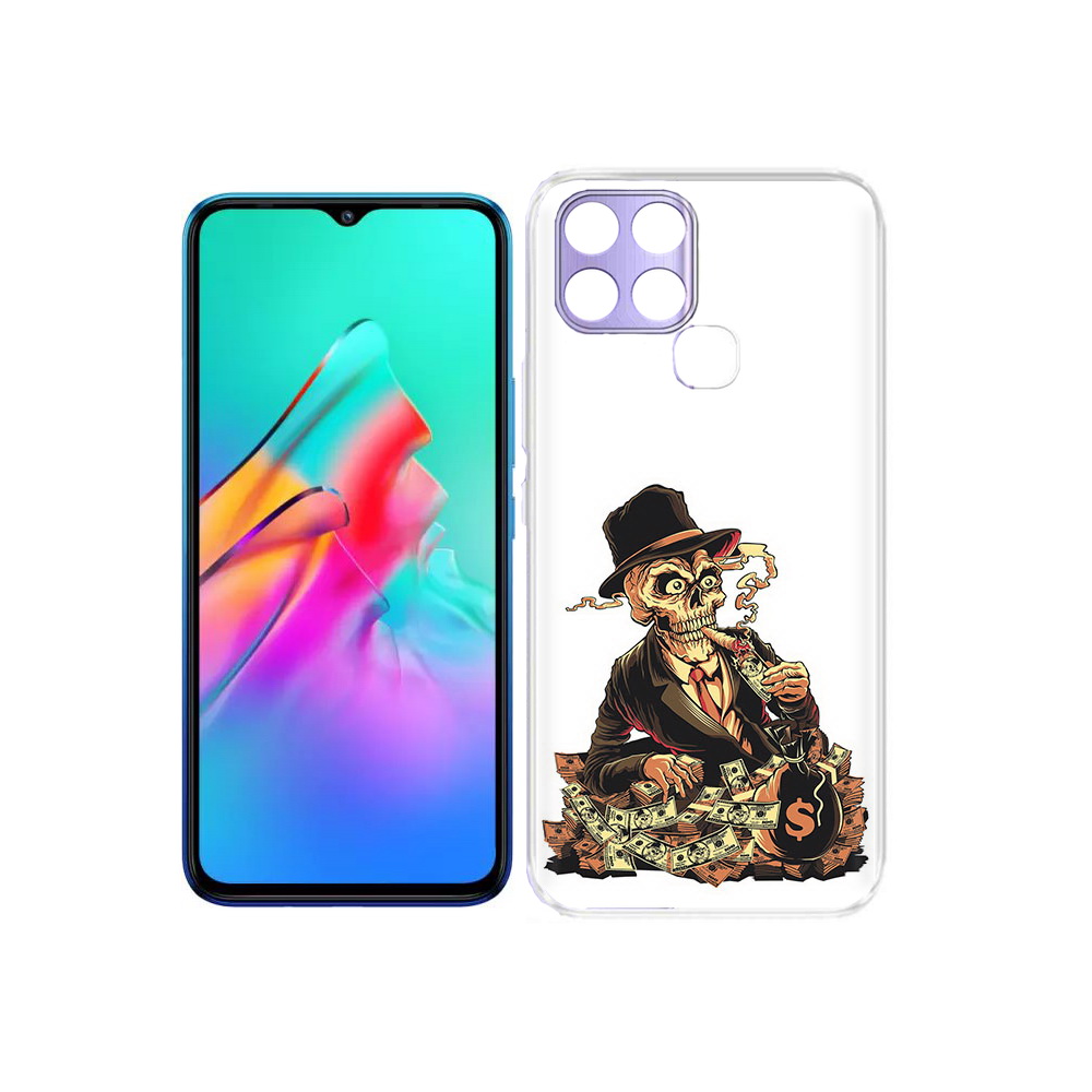 

Чехол MyPads Tocco для Infinix Smart 6 нарисованный череп с сигаретой, Прозрачный, Tocco