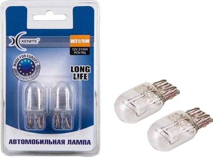 Лампа накаливания W21/5W (LONG LIFE) 12V (блистер 2 шт.)