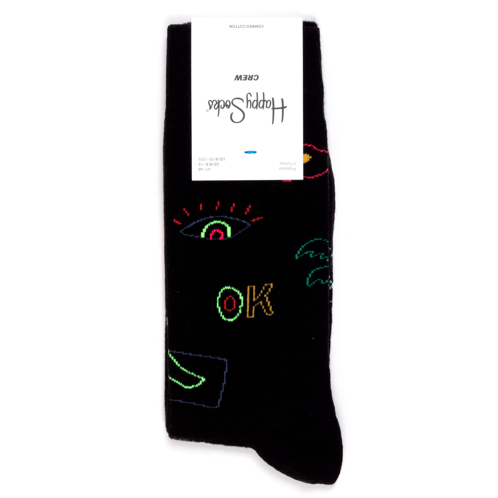 

Носки унисекс Happy Socks Happy-Socks-OK-Black черные, Черный, Happy-Socks-OK-Black