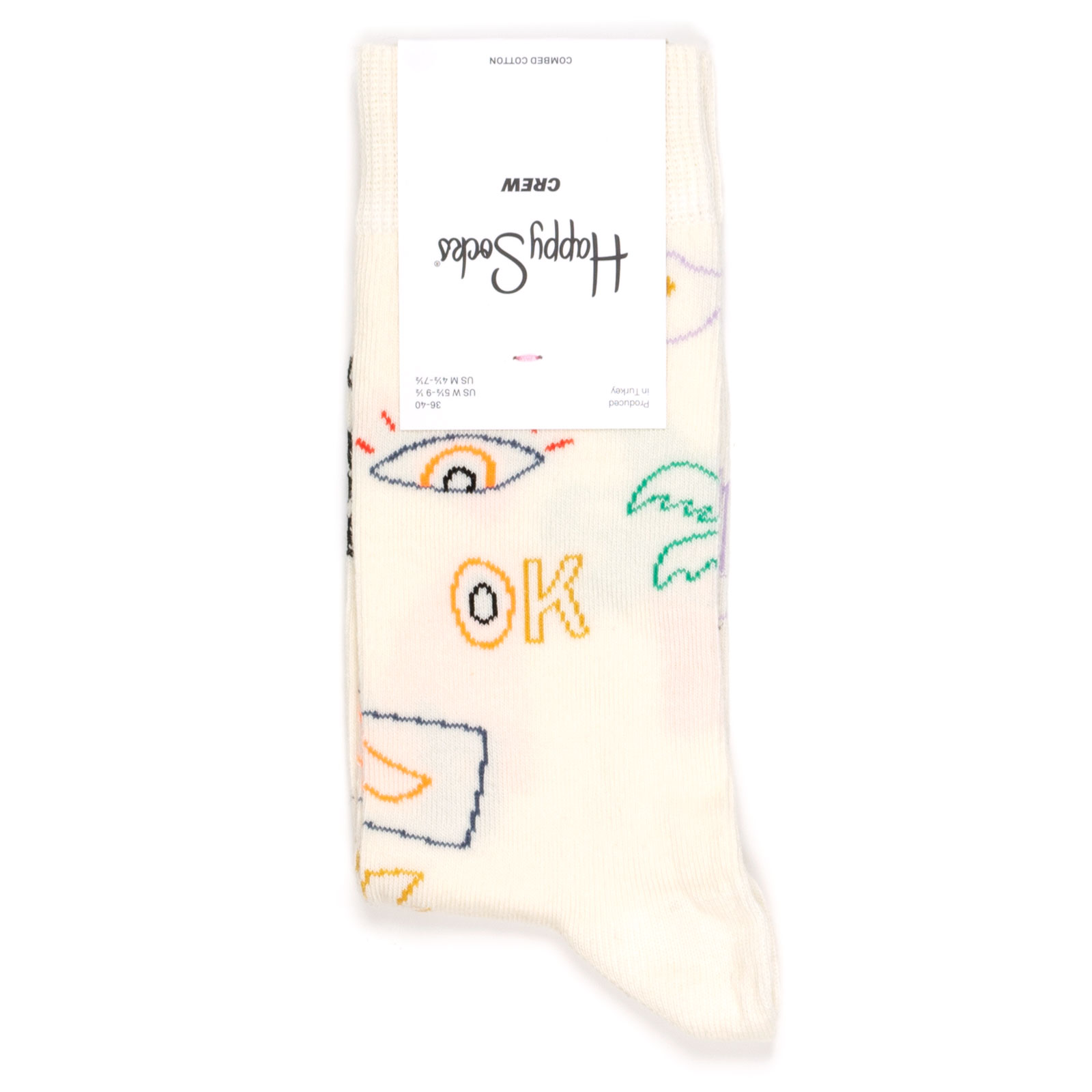 

Носки унисекс Happy Socks Happy-Socks-OK-White белые, Белый, Happy-Socks-OK-White