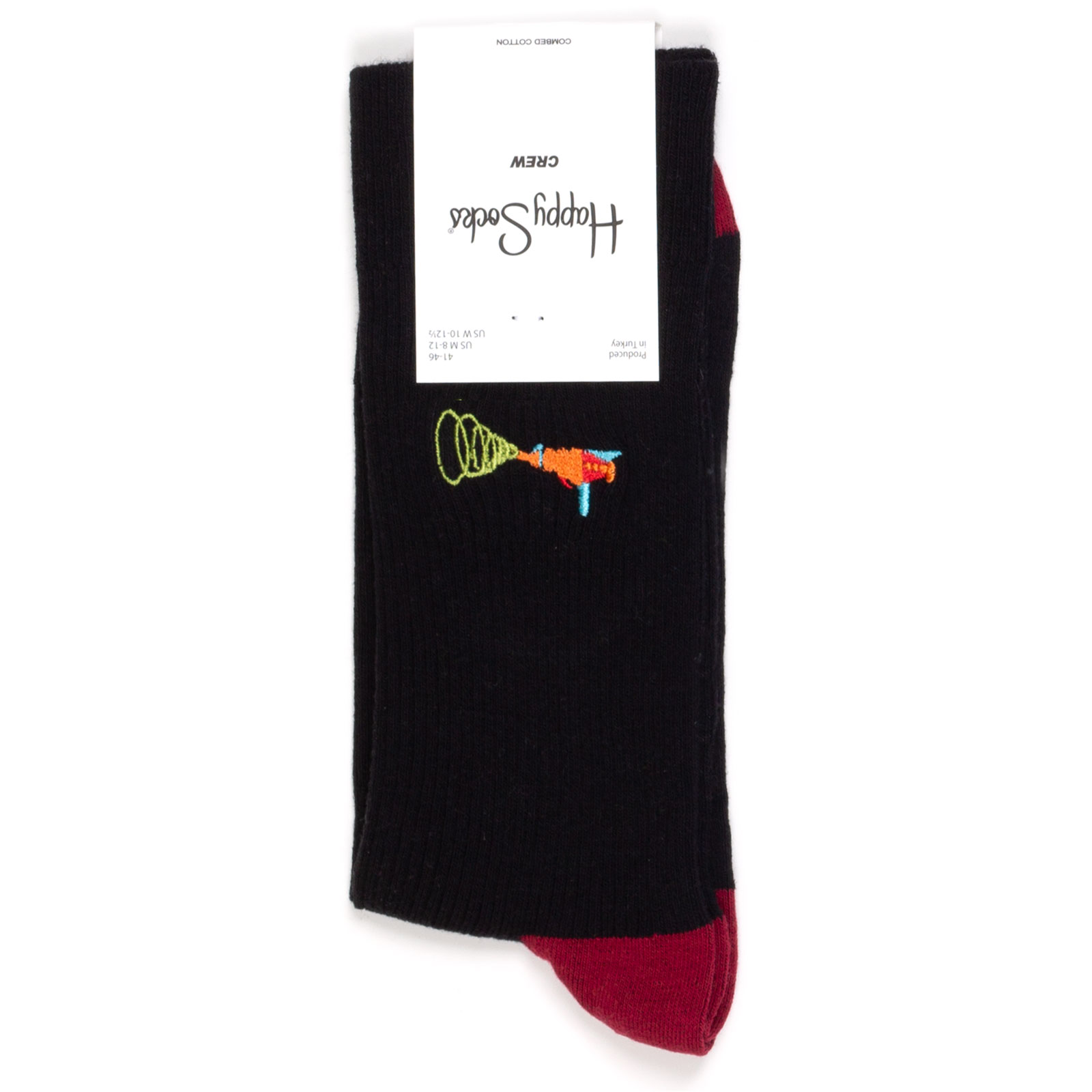 Носки унисекс Happy Socks Happy-Socks-Ribbed-Embroidery-Lazer черные 36-40