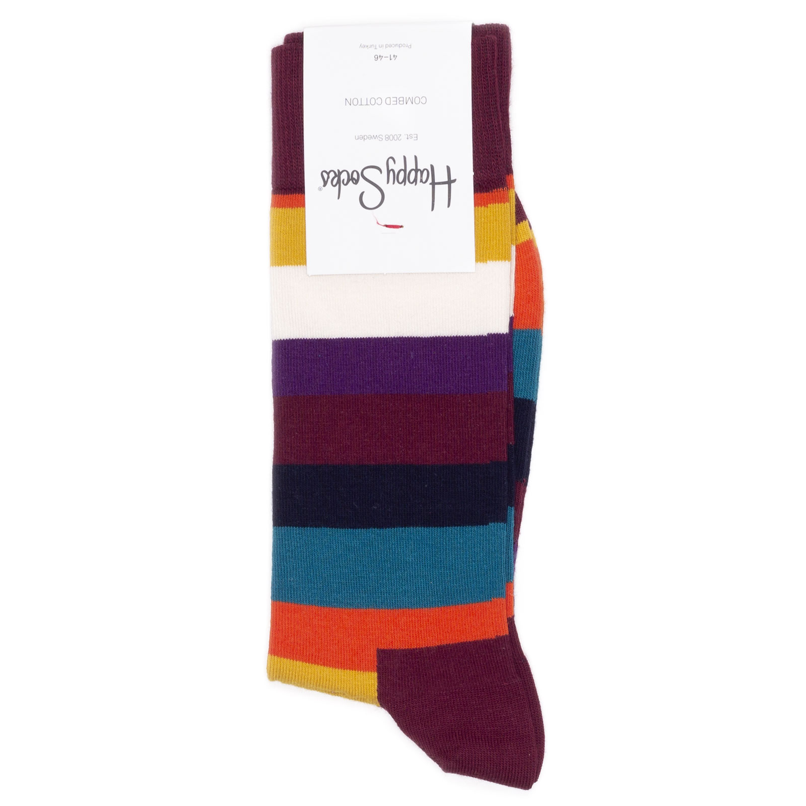 

Носки унисекс Happy Socks Happy-Socks-Stripe-Brown-Blue-Orange разноцветные 41-46, Happy-Socks-Stripe-Brown-Blue-Orange
