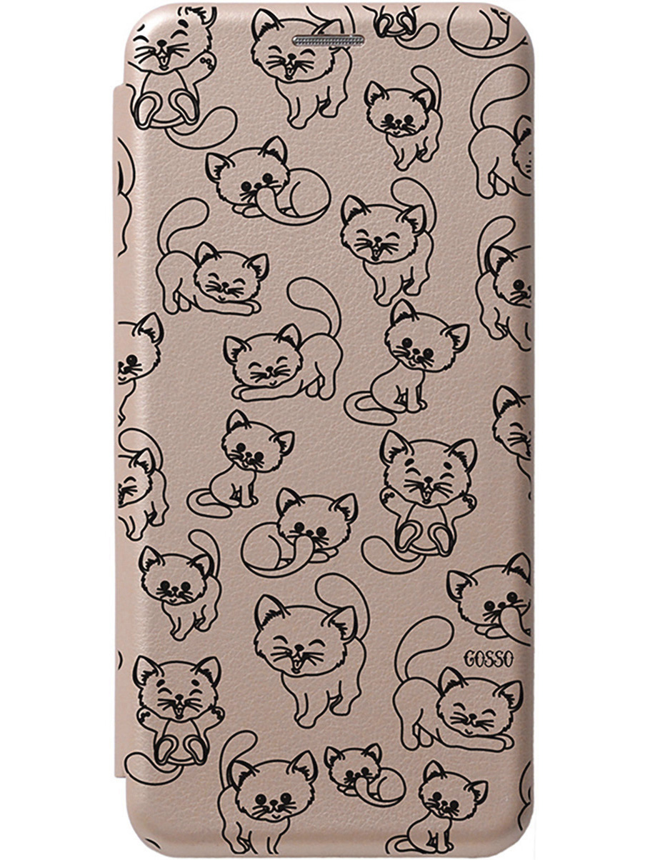 

Чехол-книжка на Samsung Galaxy S24 Ultra с рисунком "Cute Kitties" золотой, Золотистый;черный, 20011903