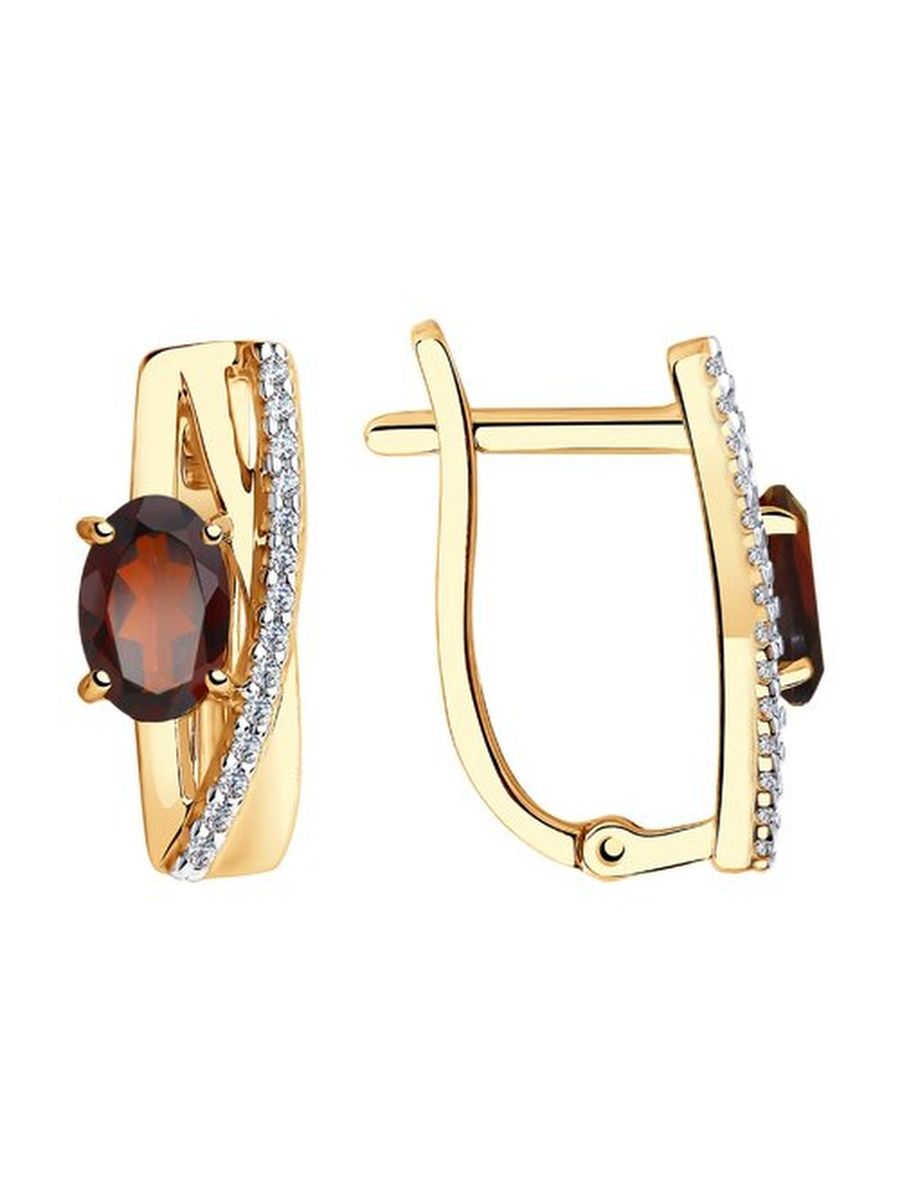 

Серьги из золота TEO MAORI 837725986, гранат/фианит, 837725986