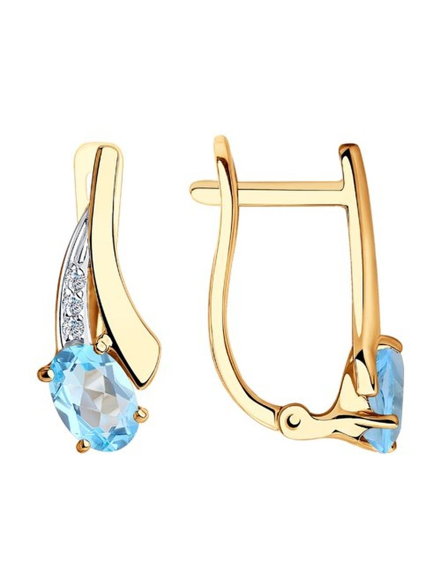 

Серьги из золота TEO MAORI 837725999, топаз/фианит, 837725999